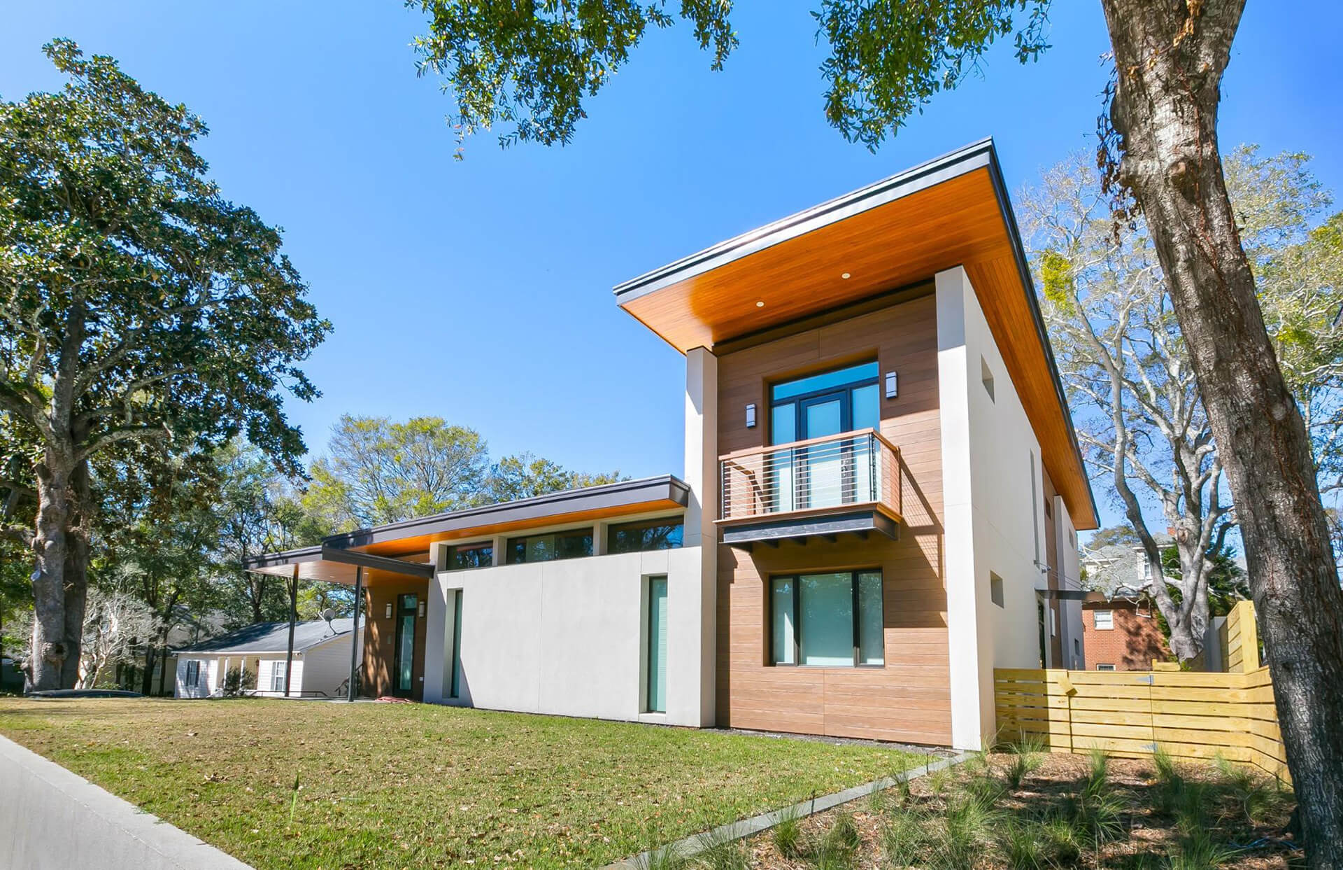 wood-tone architectural exterior siding panels