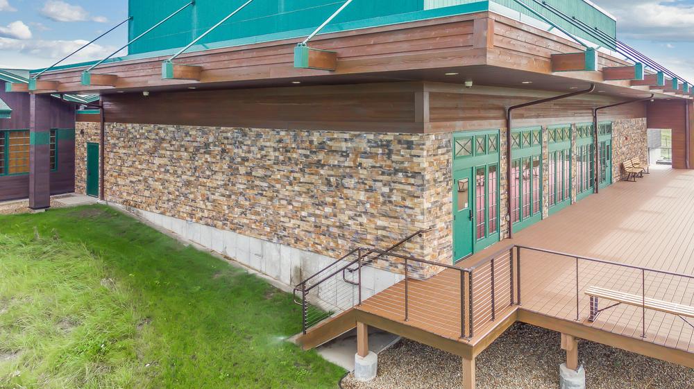 A close-up of the Lewis & Clark Interpretive Center utilizing Nichiha&rsquo;s Illumination and RoughSawn fiber cement cladding.