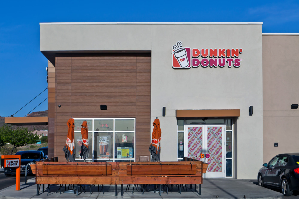 Dunkin Donuts storefront utilizing Nichiha&rsquo;s fiber cement cladding.