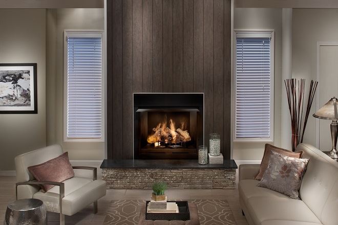 Modern building showcasing fiber cement panels with wood, brick or stone aesthetic