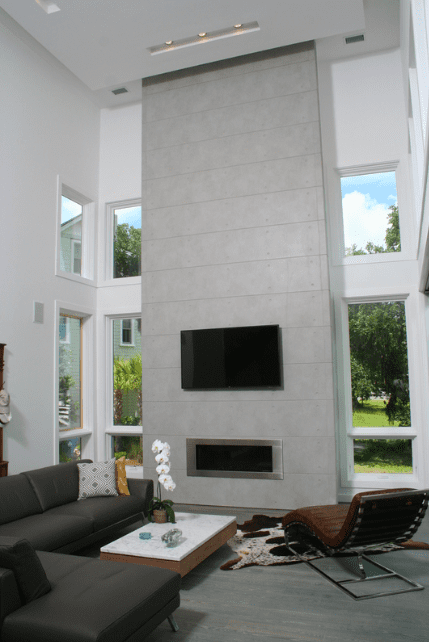 Exterior view of a building featuring Nichiha fiber cement panels and modern design