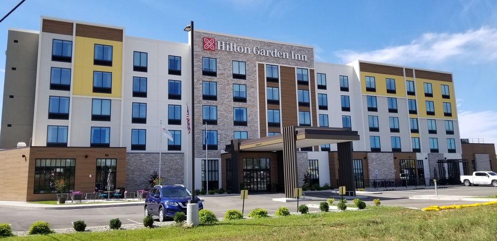 A photo of a Hilton Garden Inn utilizing Nichiha&rsquo;s VintageWood fiber cement siding.