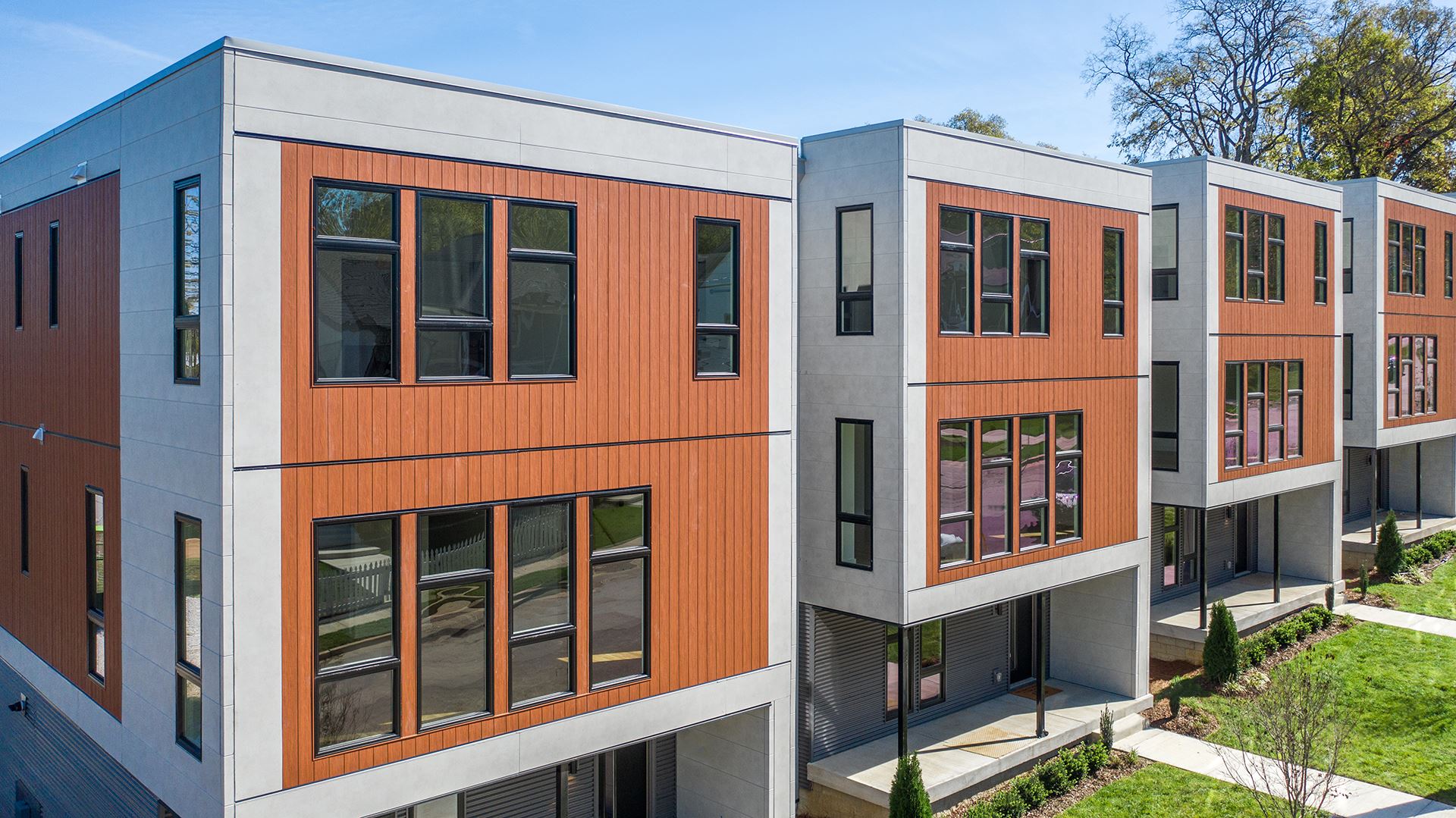 Oceola Neighborhood in Nashville featuring Nichiha VintageWood and IndustrialBlock panels