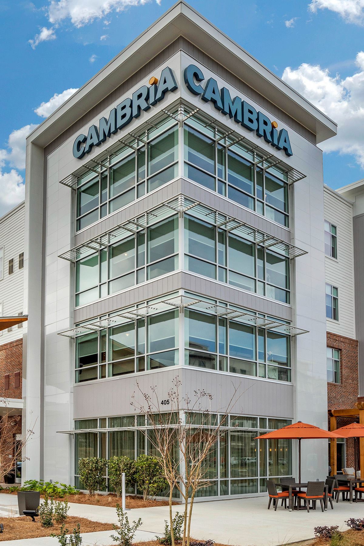 Miraia panels on exterior of Cambria hotel in South Carolina