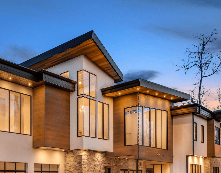 Exterior view of a building featuring Nichiha fiber cement panels and modern design